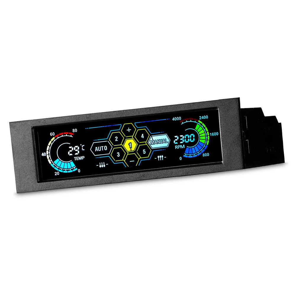 5 Channel Desktop PC Fan Controller Automatic Speed Control LCD Front Panel V1B7