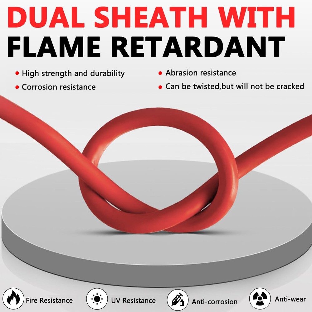 2x30 Feet Solar Panel Extension Cable- 10AWG Solar Cable Solar Panel Cable wi...