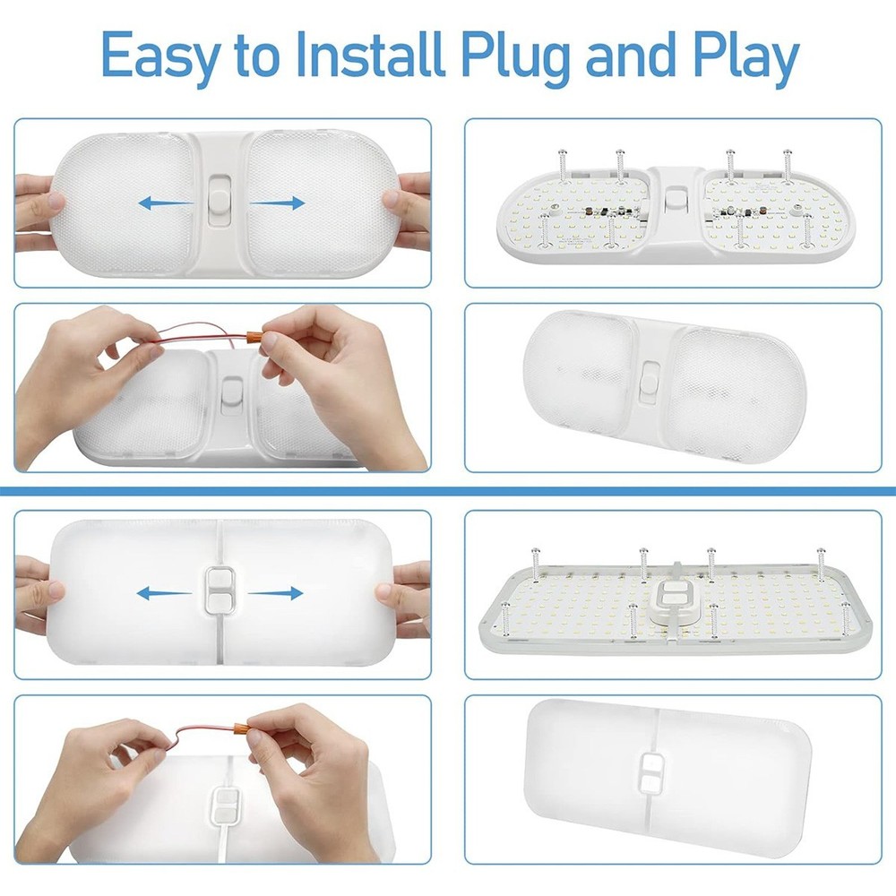 4 Pack RV Interior LED Light 12V Switched Dimmable Ceiling Light Fixture Camper