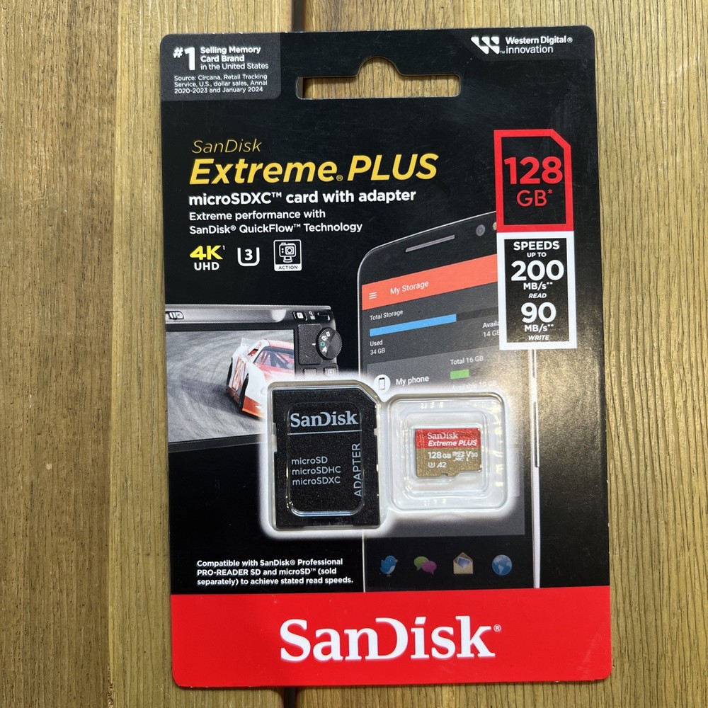 SanDisk Extreme Plus 128GB MicroSDXC Memory Card with Adapter
