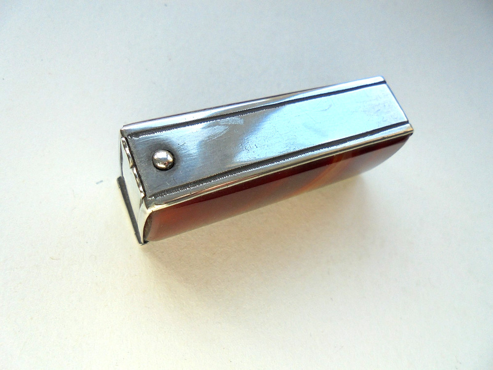 Antique Silver Agate Vesta Case