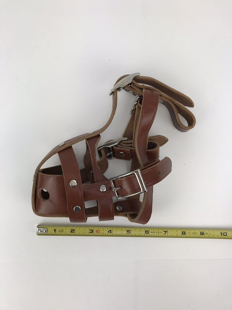 Vintage Leather Muzzle Medium Build Adjustable Made Of Thick Brown Leather