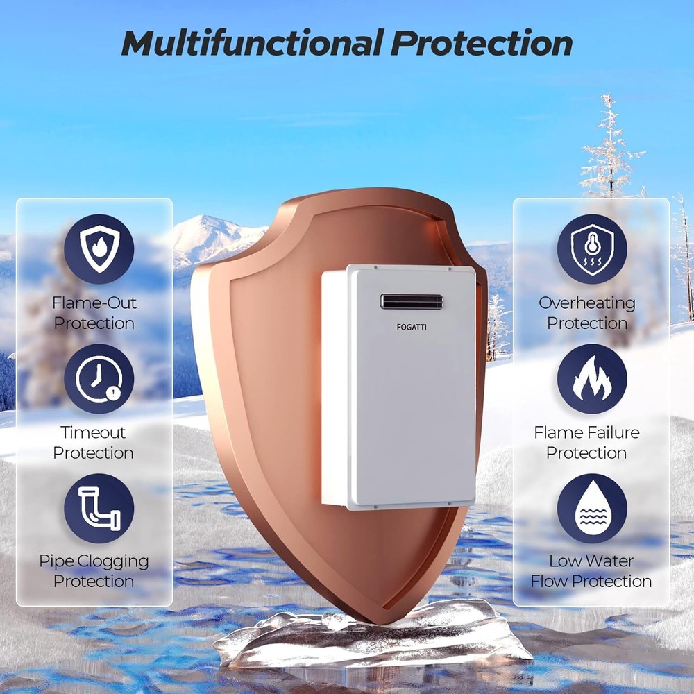 FOGATTI 16L 5.1 GPM 120000 BTU Tankless Water Heater Boiler Outdoor Propane USED