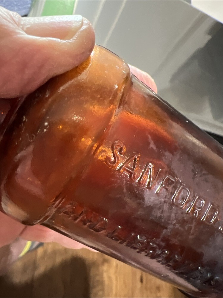 SANFORD'S INKS & LIBRARY PASTE #3 Corked 6" TALL BOTTLE AMBER