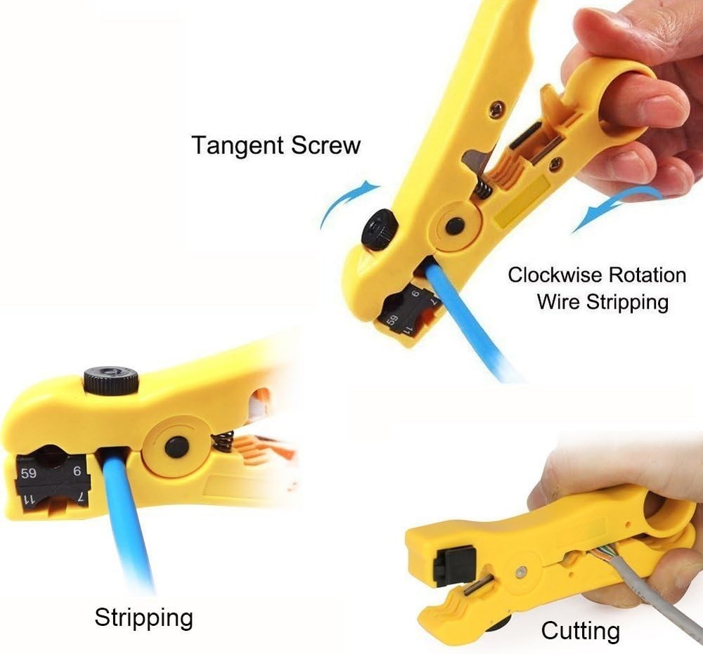 Pack 2pcs Universal Cable Wire Stripper Cutter Stripping Tool for Flat or Round