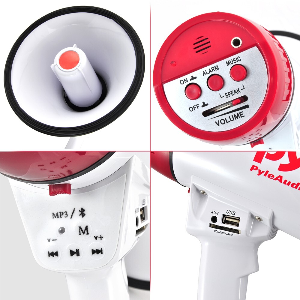 Pyle Bluetooth Bullhorn PA Megaphone iPhone Speaker w/ Wired Connection
