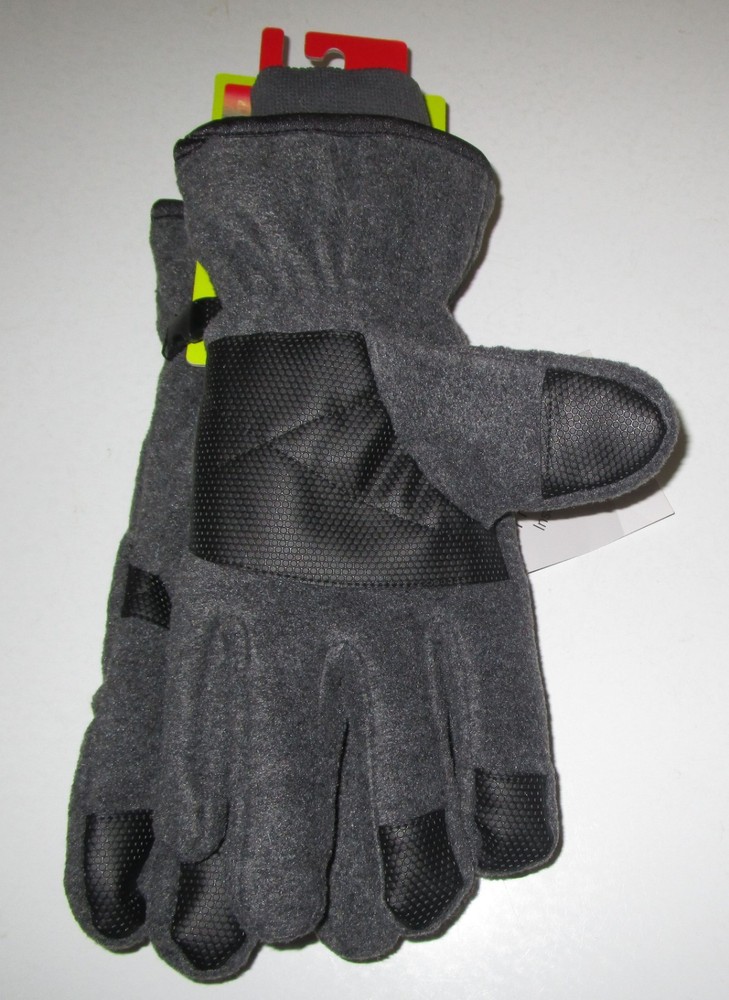 TEK GEAR~SMALL MEDIUM~Men's Dark Coal Heather Microfleece Cuffed Gloves