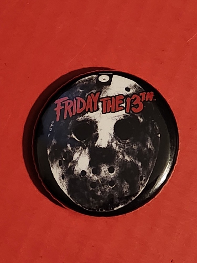 Friday the 13th Mask Button Pin Size 1.25 Small