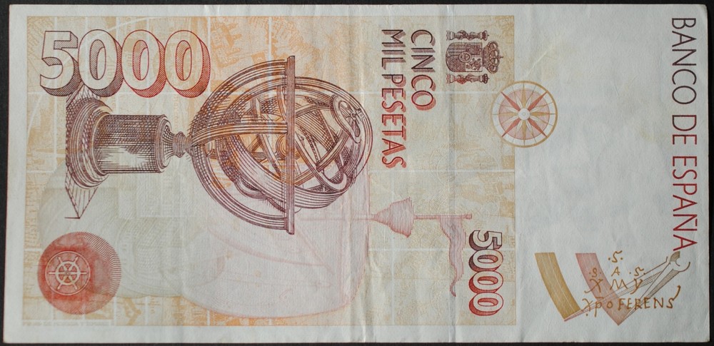 Spain P165 5000 Pesetas VF