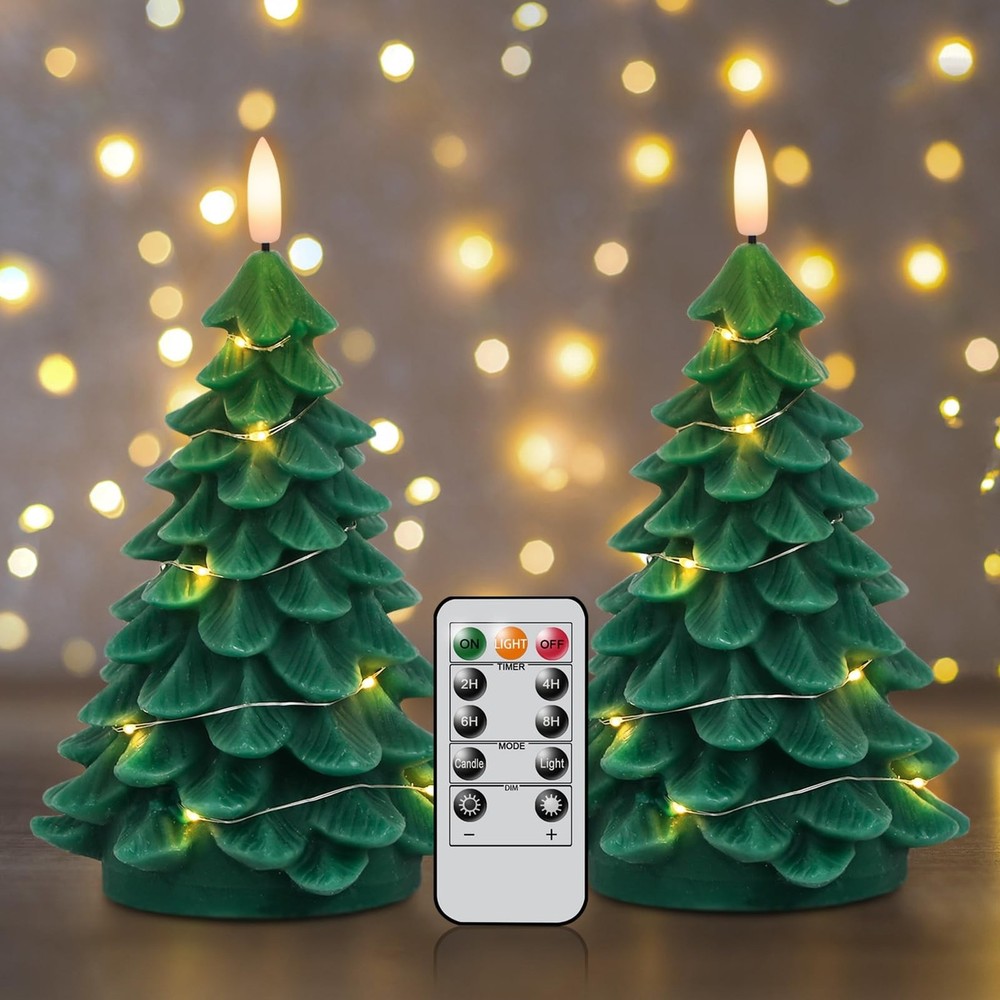 Eldnacele Christmas Tree Flameless Candles String Lights with 11-Key Remote a...