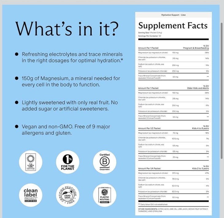 NEEDED. Hydration Support Lemon - 1 BOX 29 Packets Each Electrolyte Supplement