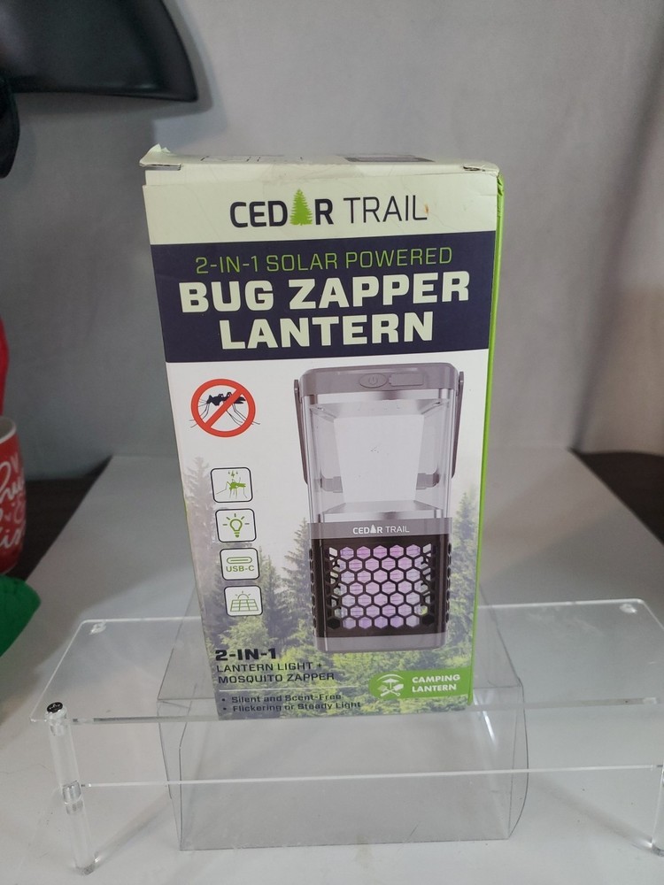 Bug, Insect Mosquito Zapper & Lantern Solar Powered, Camping, Pool, Outdoors NIB