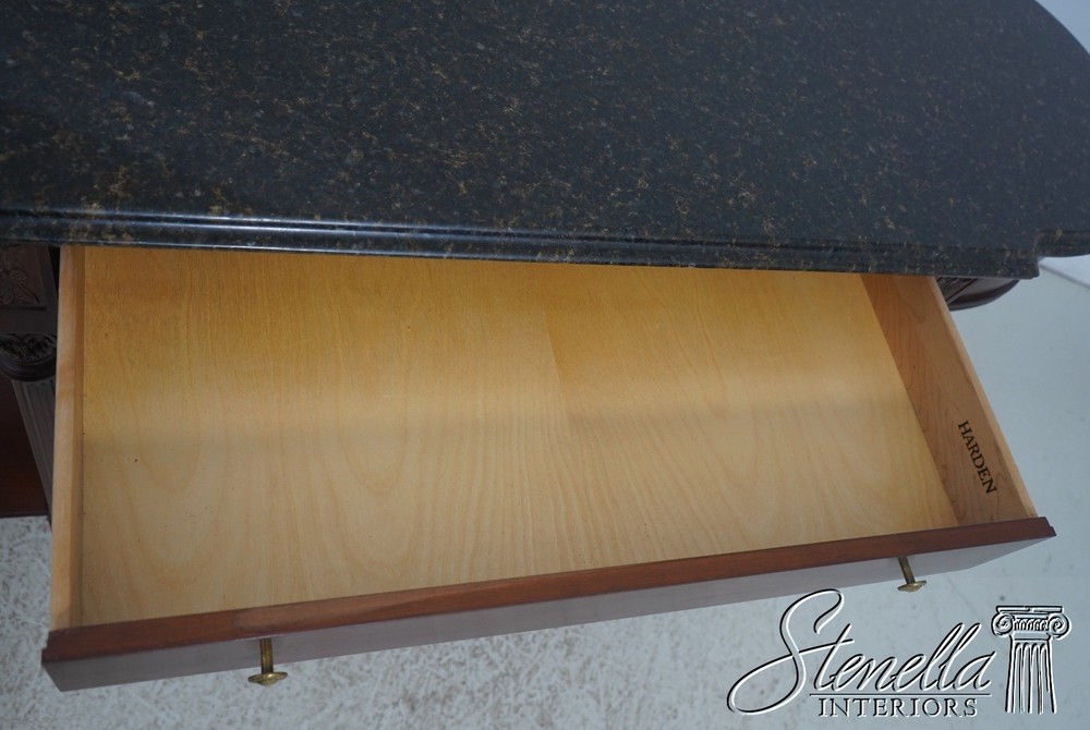 71992: HARDEN Marble Top Cherry 1 Drawer Console Serving Table