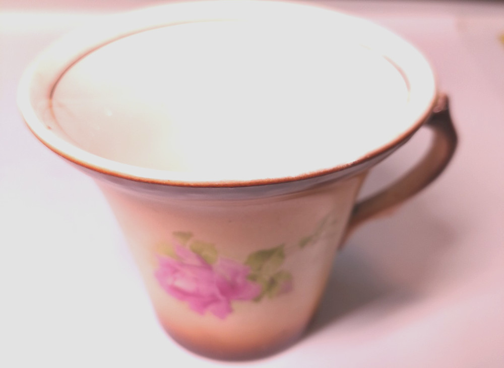 Carrollton Pottery Co. floral teacup with handle for replacement