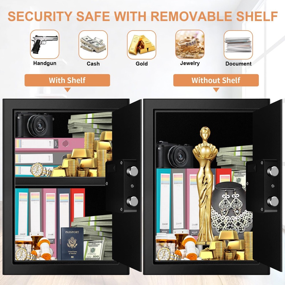 3.0 Cuft Fireproof Safe Box for Home Security with Keypad and Keys