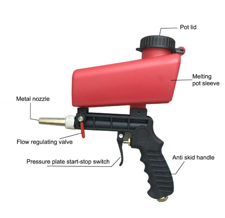 Portable Air Sandblaster Gun Tool Adjustable Handheld Air Sandblasting Tool