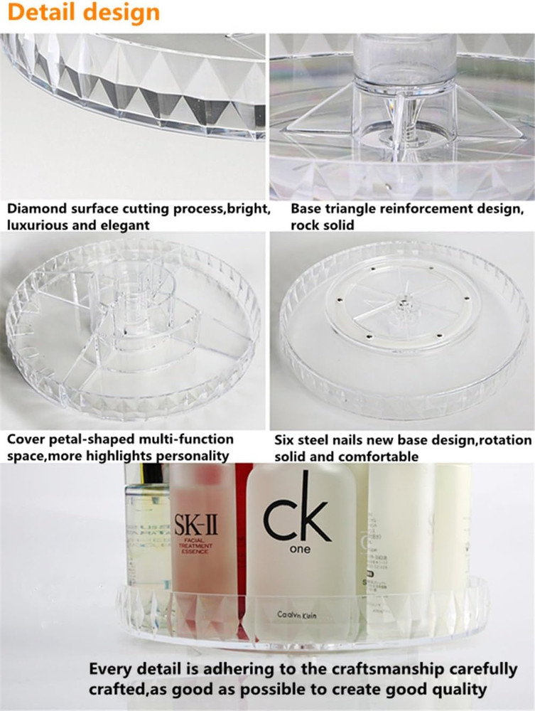 Diamond Pattern Three Layers Perfume Organizer, 360 Rotating Diamond Cosmetic St