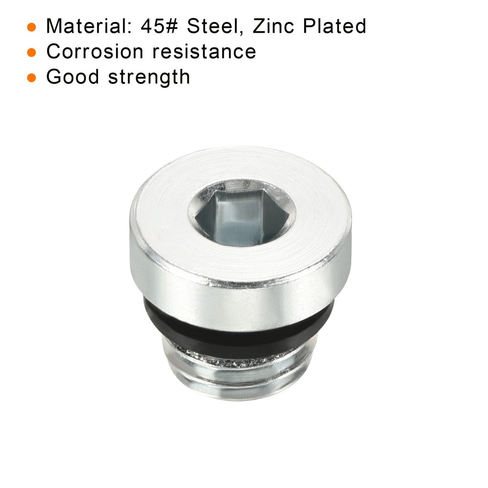 M10*1.5 Hex Head Pipe Fitting Plug, 3 Pack Male Thread 45# Steel Plug