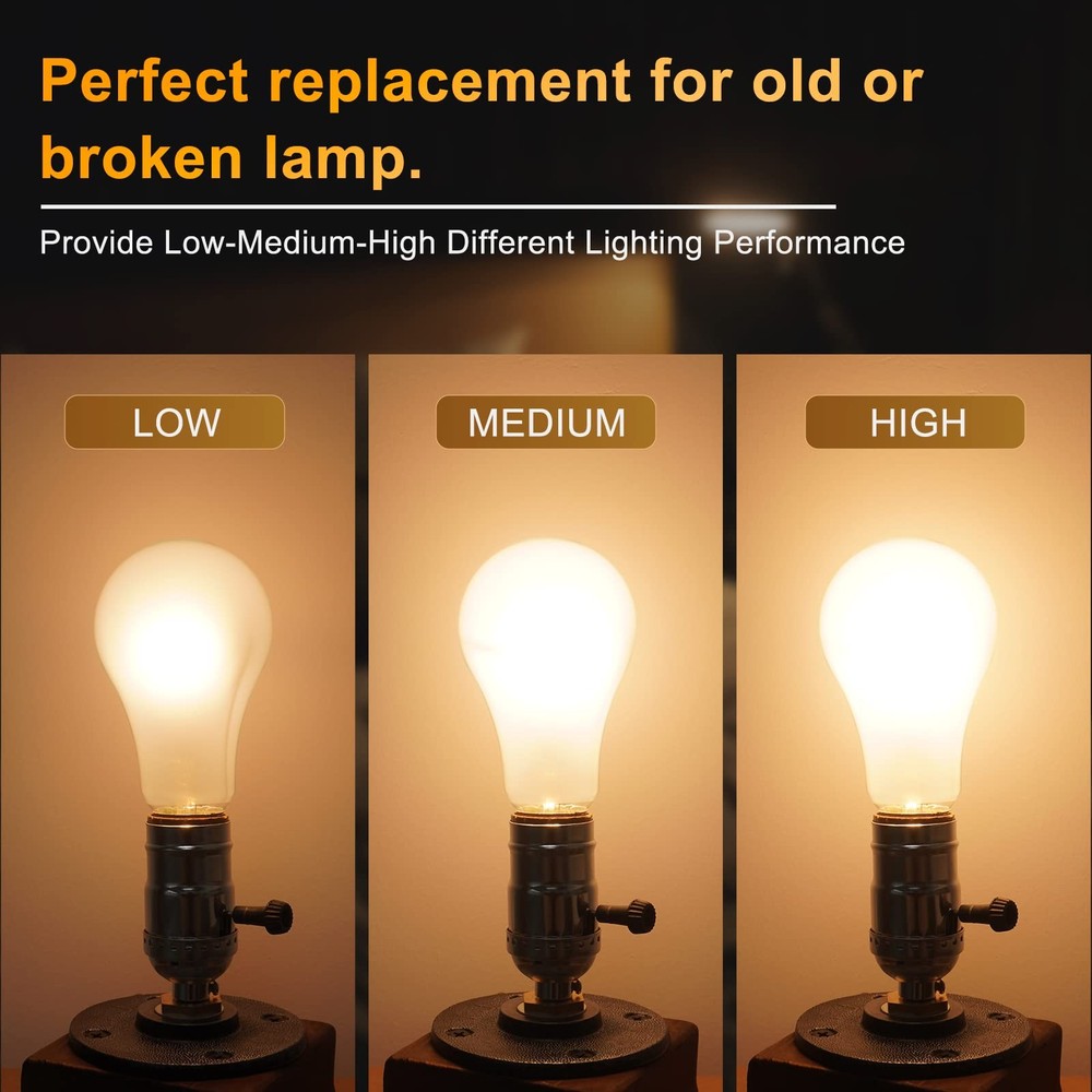 DiCUNO UL Listed 3-Way Lamp Socket Replacement, E26 Standard 1-Pack, Silver