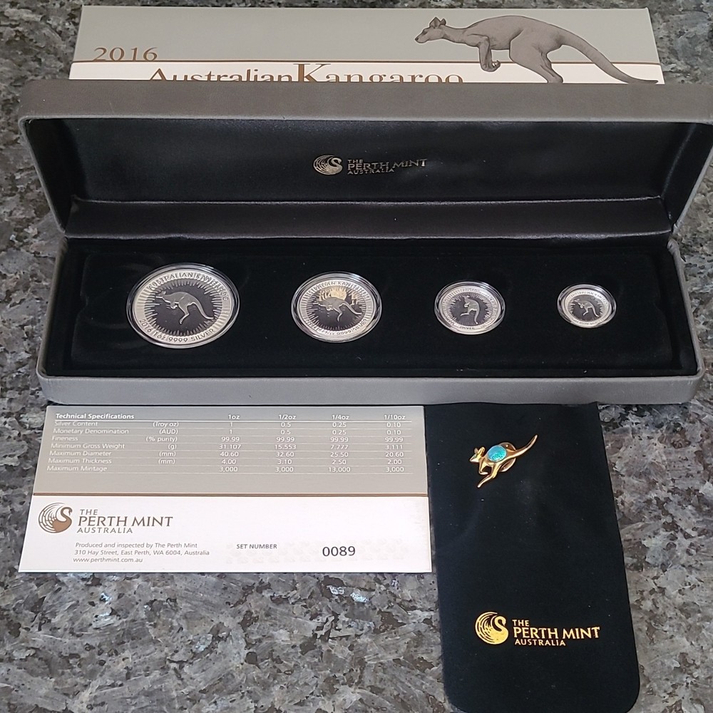 Perth Mint 2016 Australian Kangaroo Silver Proof Four-Coin Special Set