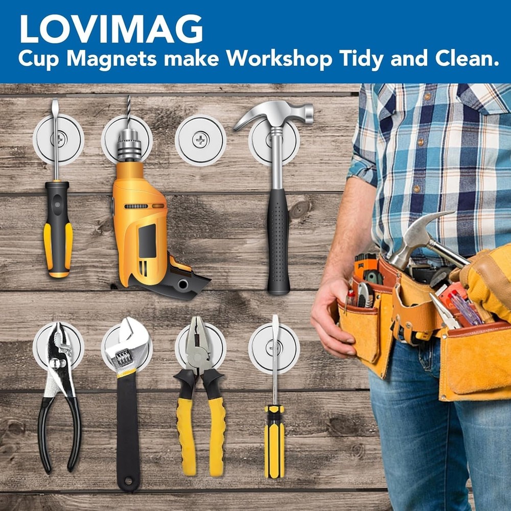 6-Pack Round Waterproof Neodymium Magnets with 150lb Pull Force – Versatile Use