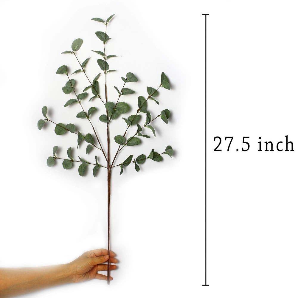 6 Pcs 27" Eucalyptus Stems Greenery Stems Eucalyptus Leaf Spray in Green Silk...