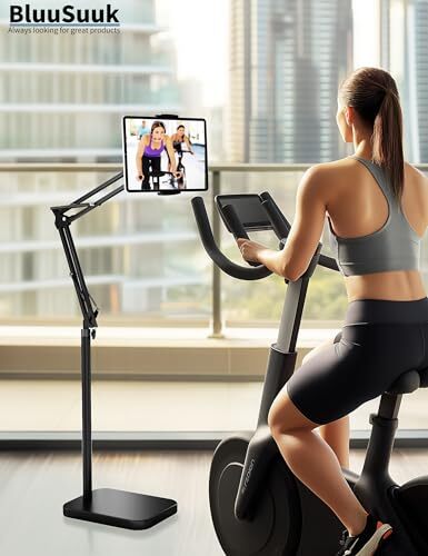 Tablet Floor Stand with 11lb Stable Base - Adjustable Height Stretchable Arm