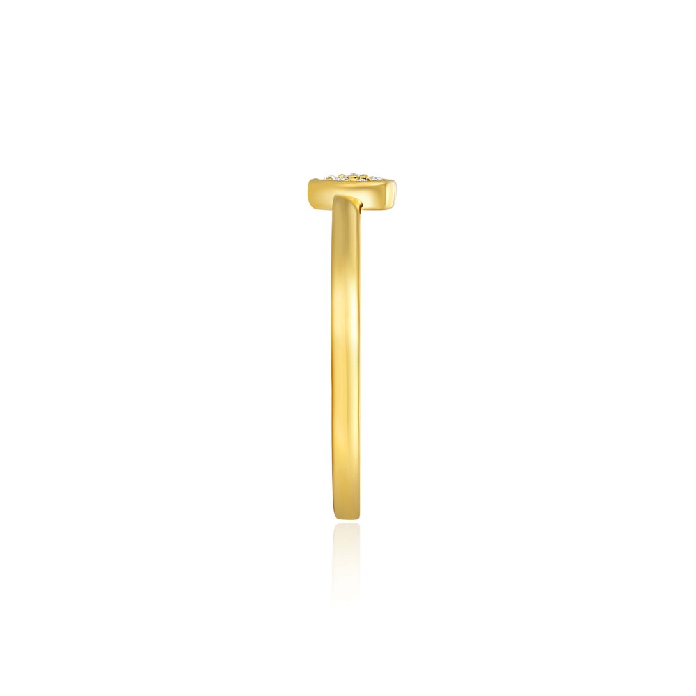 Minimalist Heart Stud Ring With Swarovski Crystals Gold Plated