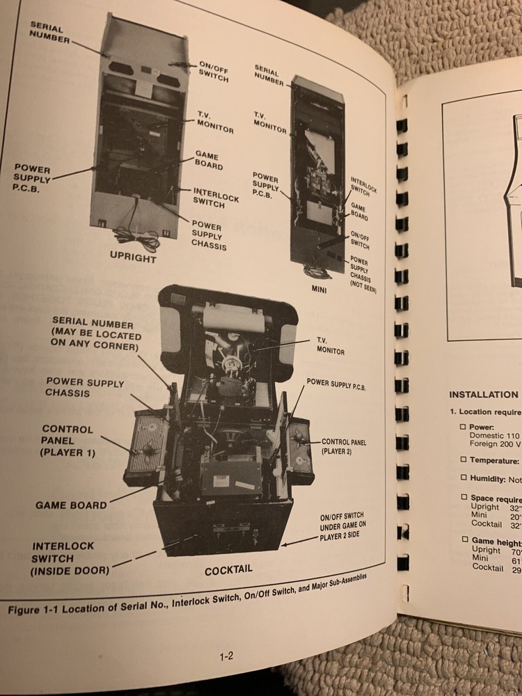 original Bally Midway Standardized General instructions Arcade video game manual