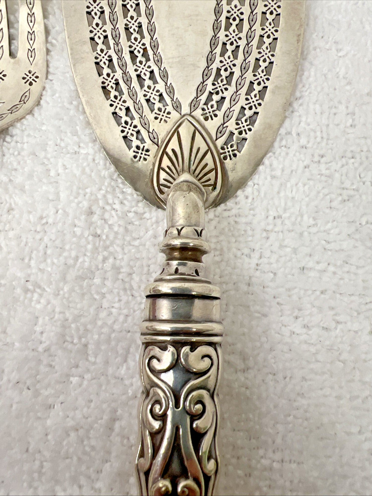 Victorian Hallmarked Silver Plate Fish Set Extremely Detailed Face On Handle