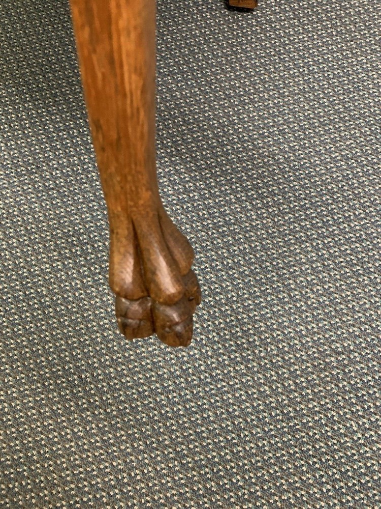 Antique Large Quartered Oak Lamp Side End Table Claw Feet