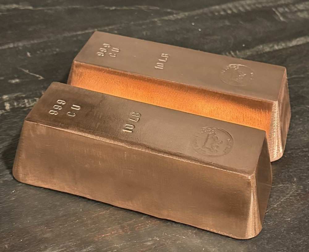 10 Lb .999 Solid Copper Bar | Hand Poured Copper Bullion