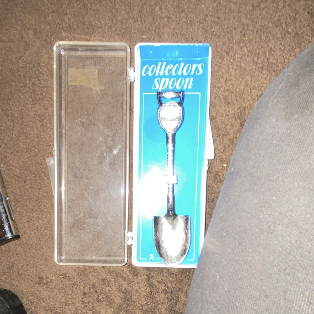 Silver Metal Collector Spoon with Display Case