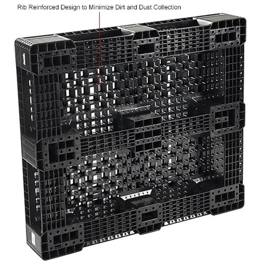 Rackable & Stackable Pallet, HDPE, 4-Way, 48"x40", 30000 Lb Stat Cap, Black