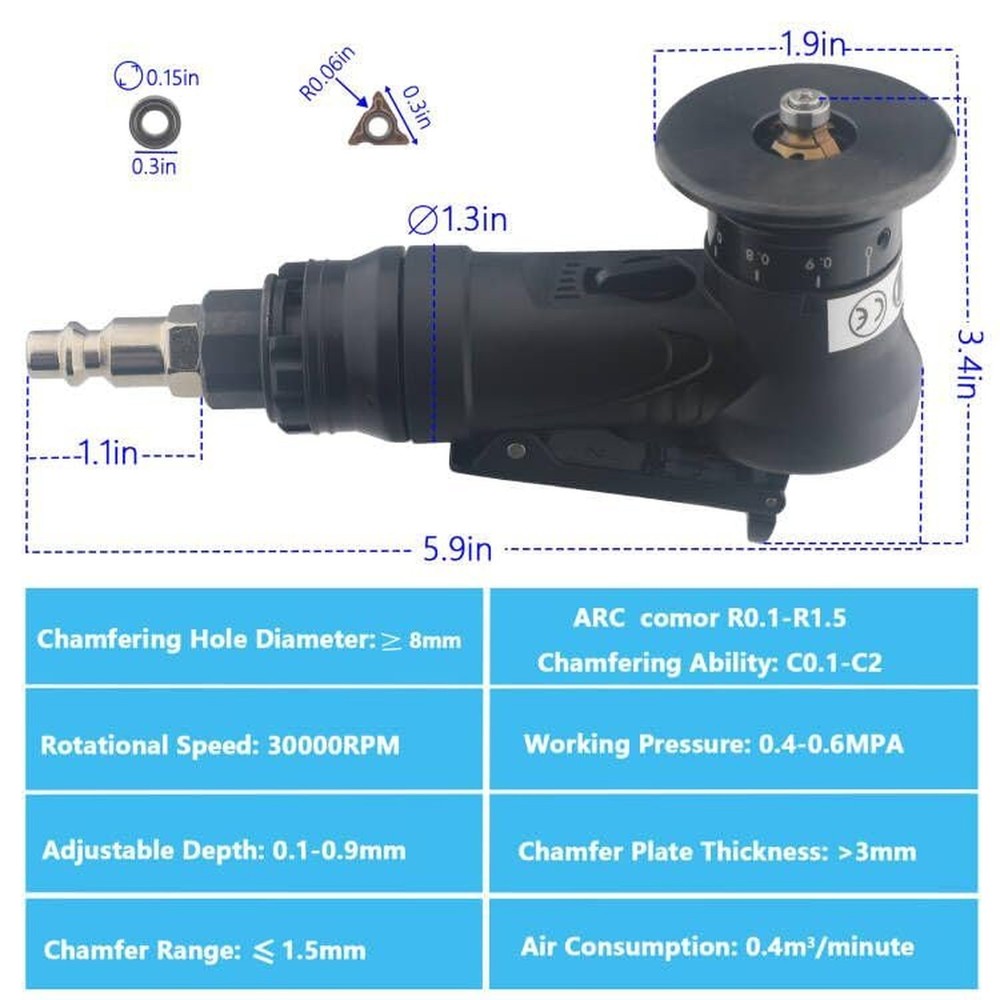 Pneumatic Chamfering Tool – 45° Mini Air-Powered Chamfer Machine for