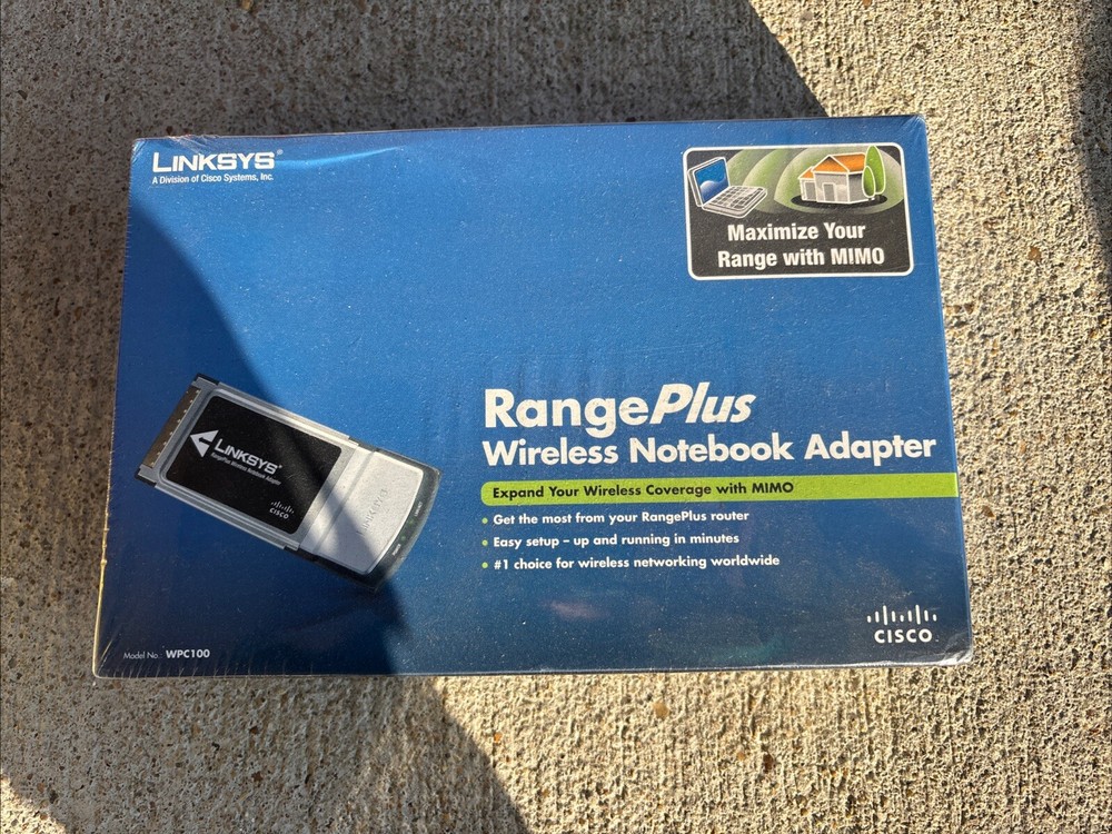 Cisco Linksys WPC100 Wireless Adapter MIMO Network Notebook Range Plus Complete