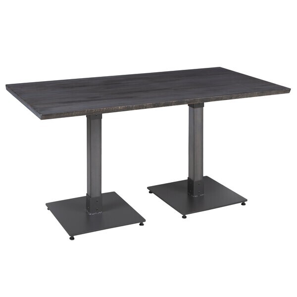 30" x 60" Rectangular Solid Wood Live Edge Restaurant Table Top in Gray Wood