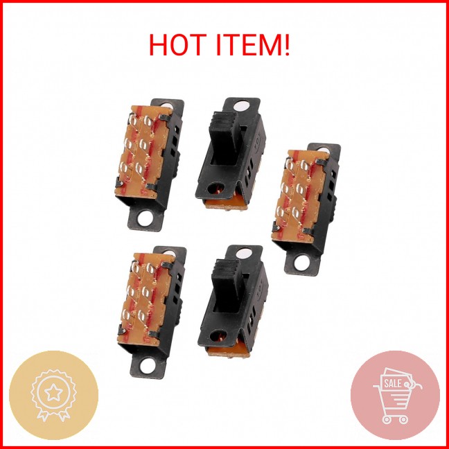uxcell 5Pcs 3 Position 6P DPDT Micro Miniature PCB Slide Switch Latching Toggle