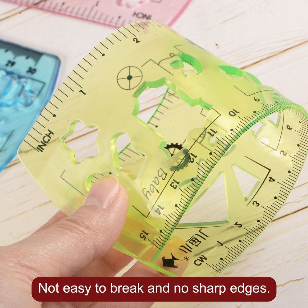 3pcs Unbreakable Flexible Rulers 20cm/8" Folding Plastic Ruler Light Green