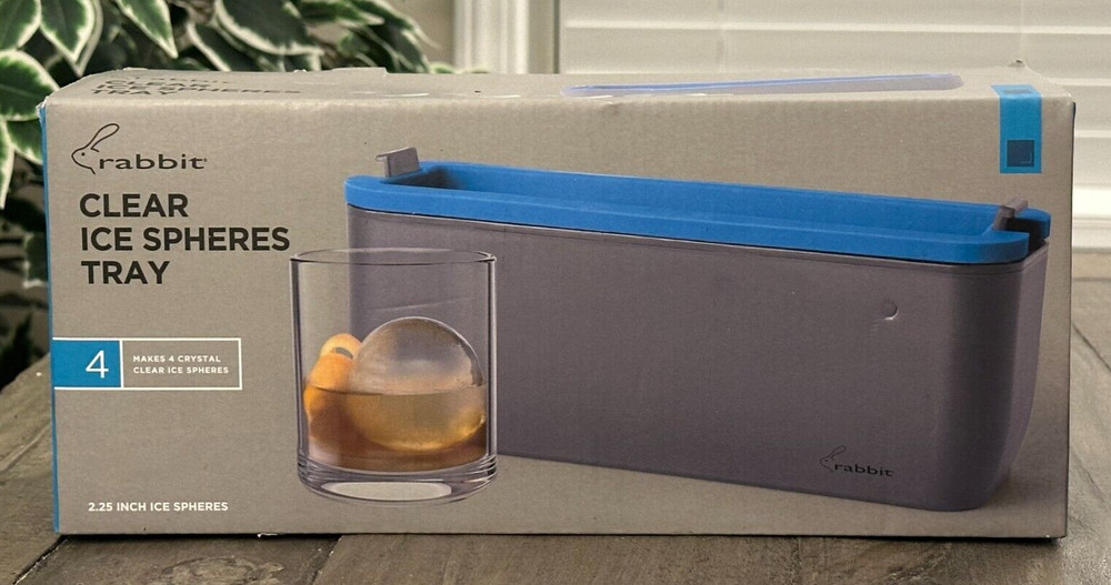 Rabbit Clear Modern Round Ice Sphere Mold Tray Makes 4 Crystal Clear Ice