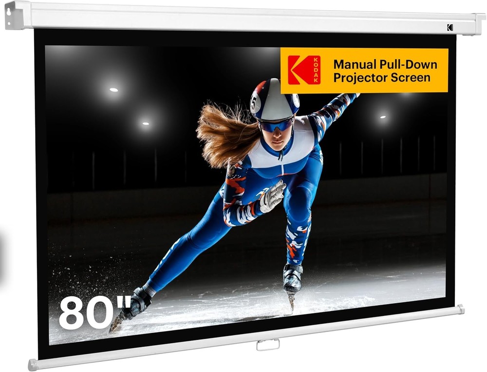 KODAK Manual Pull-Down White Projector Screen 80" Inch | Large 16:9 Office,...