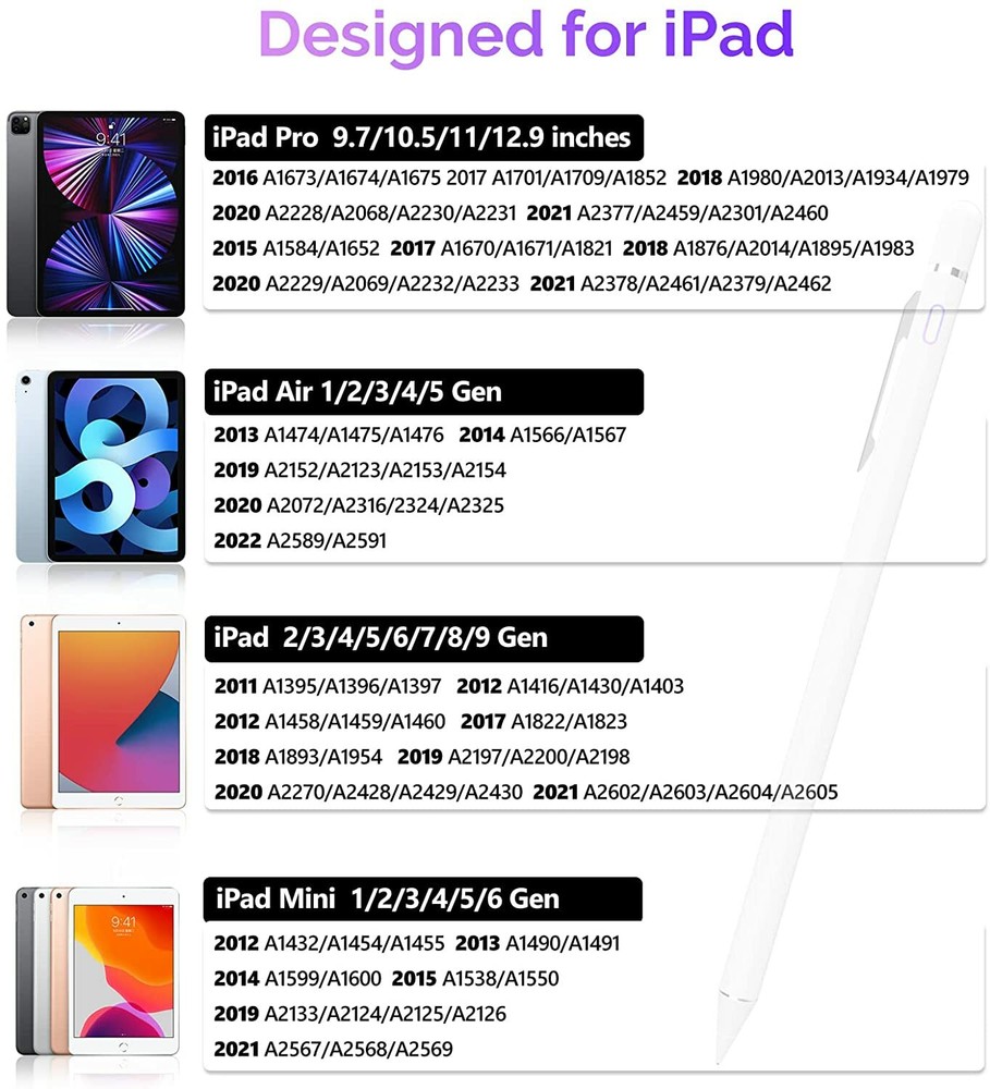 Active Rechargeable Stylus Pen Compatible for iOS & Android Touch Screens