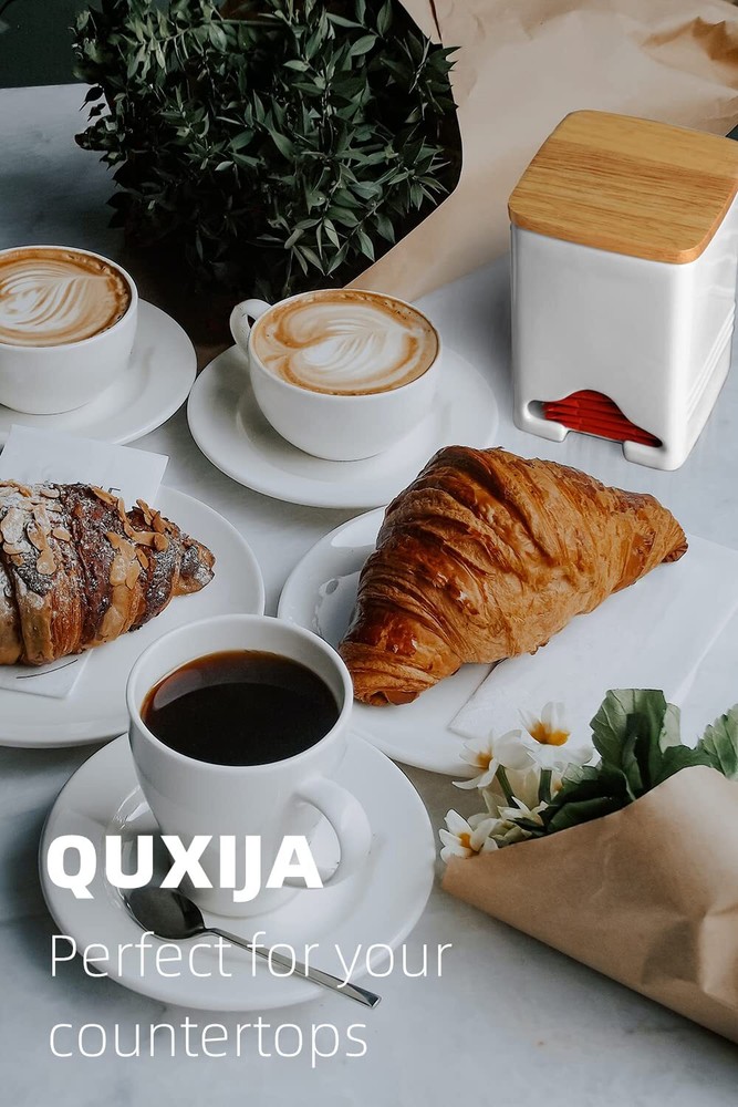 Ceramic Tea Bag Storage Organizer Caddy Holder With Lid white