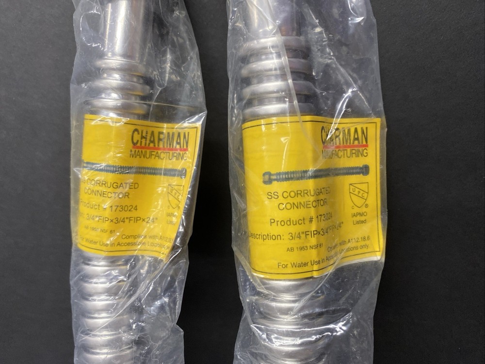 (2) CMI 24” Corrugated Stainless Steel Flexible Water Line, 3/4” FIP X 3/4” Z2