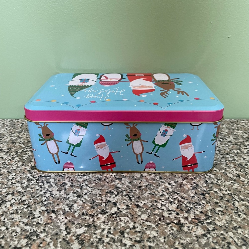 Tin Christmas Holiday Rectangular Box Empty Container Greenbrier International