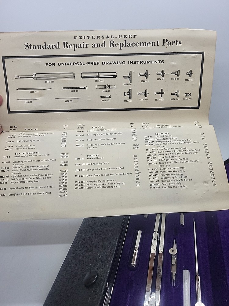 DIETZGEN Universal Prep Drafting Instruments Parts Only Missing Please Read