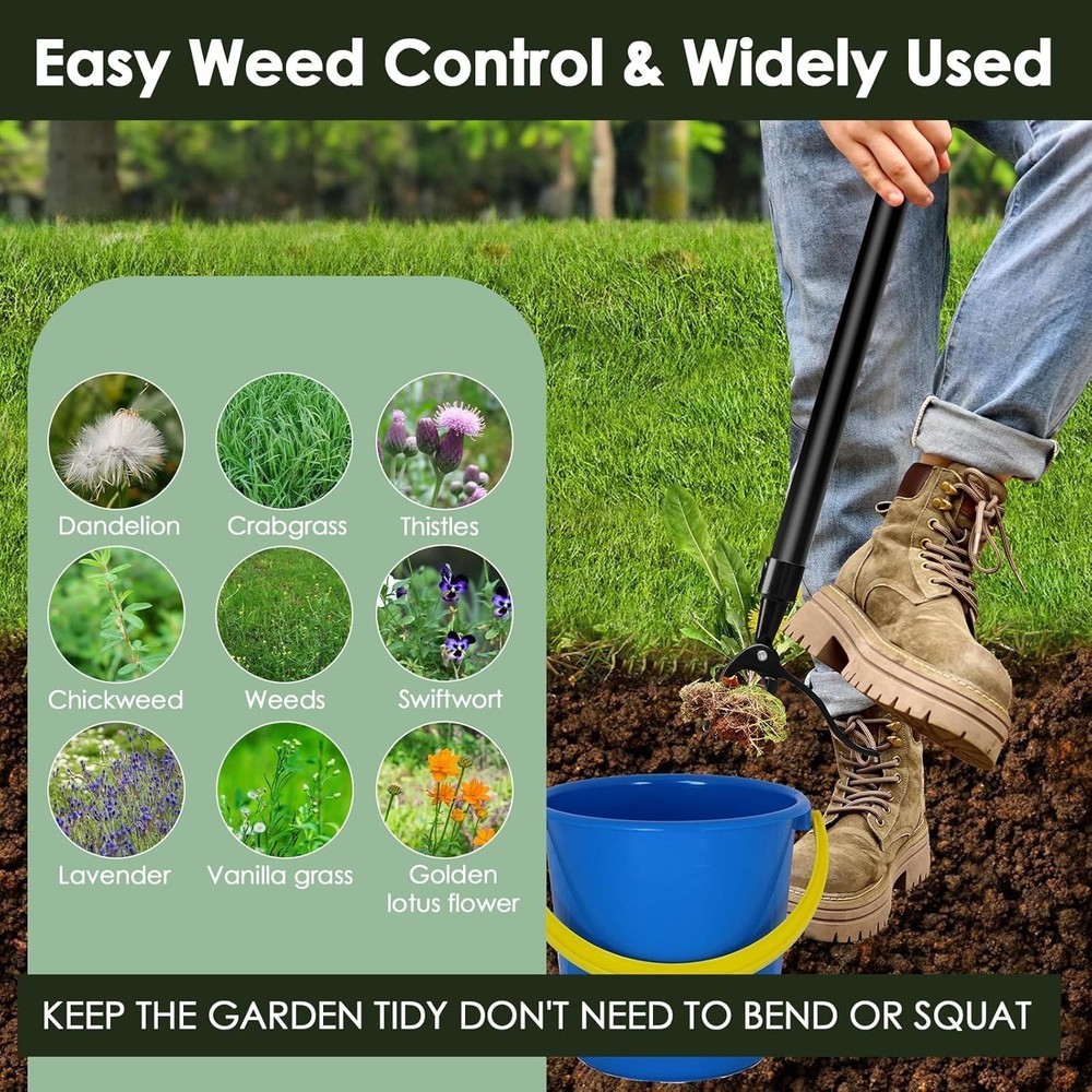Detachable Stand Up Weed Puller Tool with Long Handle, Dandelion Weed Puller Too