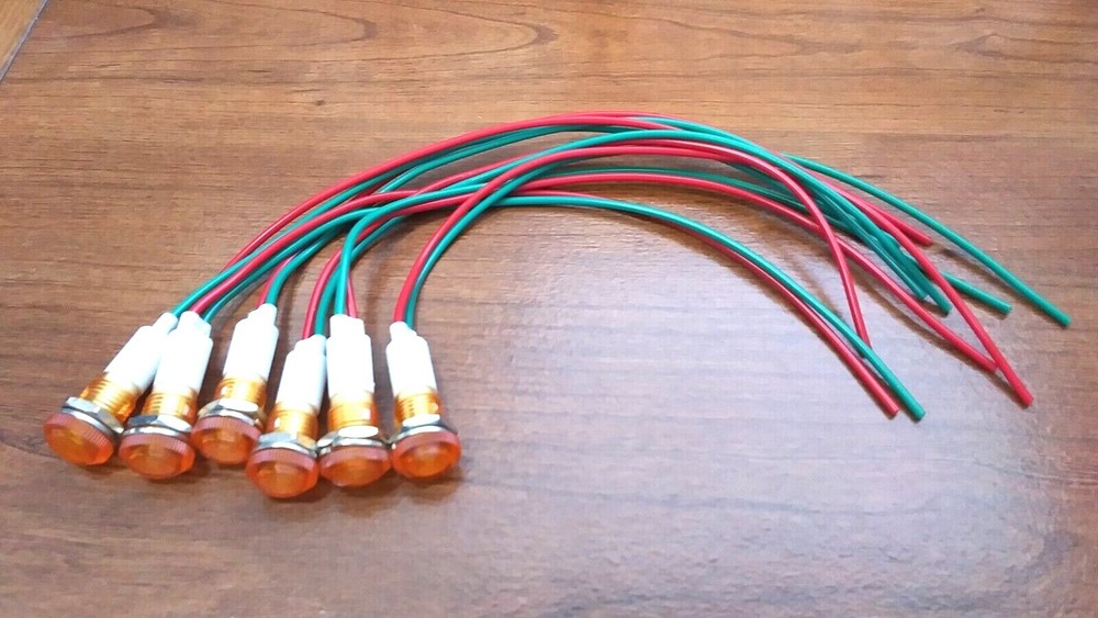 6 BBT 12 Volt AC/DC Waterproof Low-Profile Bright Amber LED Indicator Lights