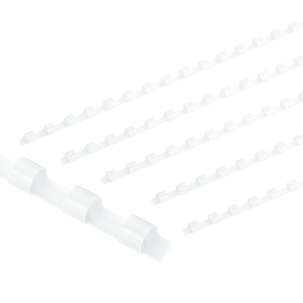 100Pcs 6mm (1/4") Plastic Binding Combs 20 Sheet Capacity 21 Rings, White