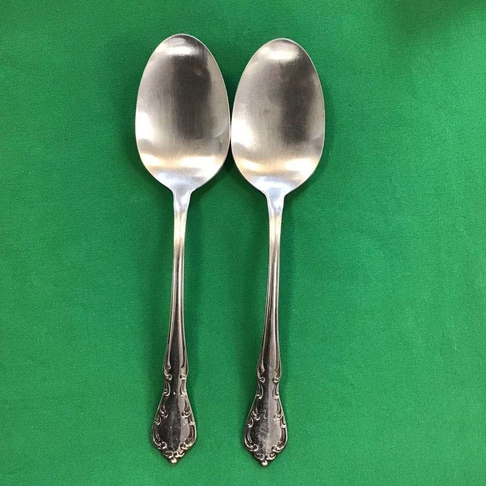 Oneida Profile St Louis Stainless Flatware Pair (2) Vegetable/ Serving Spoons